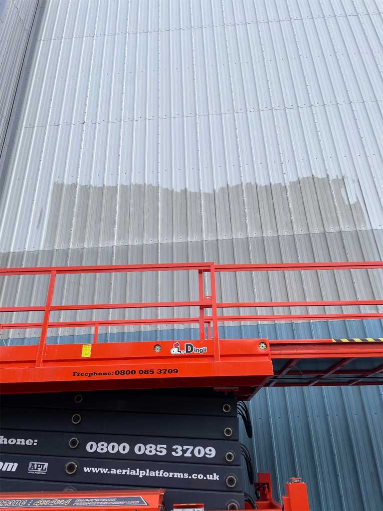 Cladding cleaning on commercial building